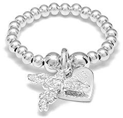 Annie Haak Santeenie 925 Sterling Silver Beaded Ring My Guardian Angel Gift for Women Friend Symbolic Memorial Protection Guidance Spiritual Strength Positive Energy Gift For Her Handmade in UK
