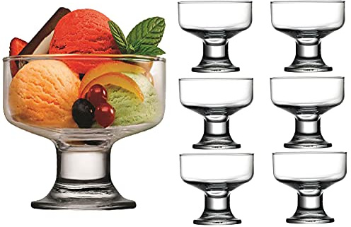 Iceville Eiscreme-Dessertbecher, hochwertige Gläser, Cocktailgläser, Vorspeisen, Obstsalate, Puddinggerichte, Dessertschalen mit Fuß, 6 Stück