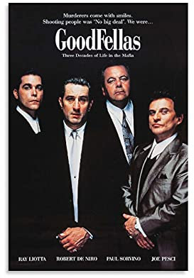 GNKIO Movie Poster Goodfellas Movie Poster Poster Dekorative Malerei Leinwand Wandkunst Wohnzimmer Poster Schlafzimmer Malerei 12x18inch(30x45cm)