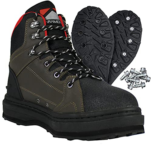 Paramount Outdoors Deep Eddy Cleated Rubber Bottom Wading Boots, Rubber Sole Wader Boots (10)