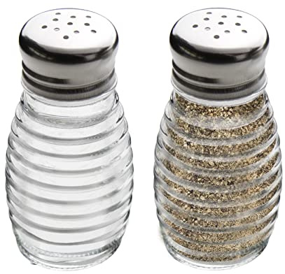 Salt and Pepper Shakers Ribbed Glass Shakers Restaurant Dispensers Pack of 12