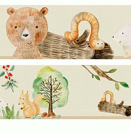 Sunnywall Bordüre einzigartige Designs für Babyzimmer und Kinderzimmer | Hochwertiges Tapetenvlies | Wandbordüre | Motivauswahl | 400 cm x 12 cm | Woodland (Nr. 03)