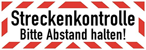 Aufkleber Warn Hinweis Streckenkontrolle Abstand halten Warnung Schild Folie selbstklebend | Größen wählbar Made in Germany, Größe: 45x15 cm