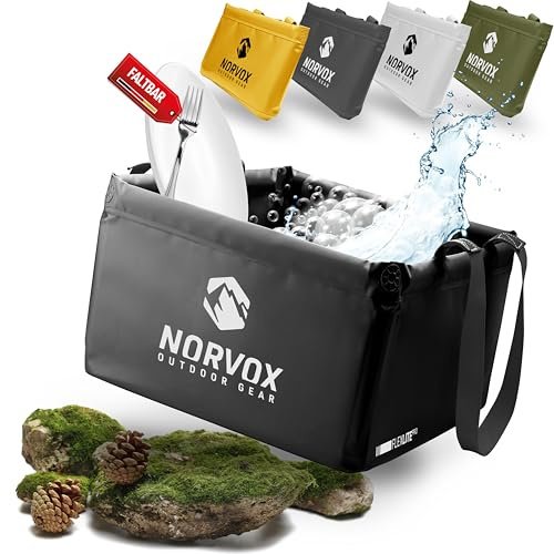 NORVOX Outdoor Faltschüssel - 15L oder 20L – faltbare Schüssel - Universell als Camping Spülschüssel, Waschschüssel, Spülwanne zum Abwaschen oder als faltbarer Eimer