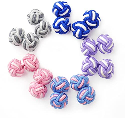 HONEY BEAR 5 Paia Seta Tessuto Nodo Gemelli Set per Uomo Donna Camicia Abito Accessori Decorazione(Rotondo 3 senza scatola)