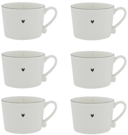 Bastion Collections 6er Set Tassen Becher Heart mit kleinem schwarzen Herz 300ml
