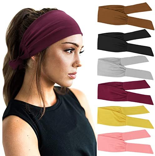DRESHOW 6 Stück Damen Boho Stirnband Gedruckt Stirnbänder Verdrehtes Elastische Kopf Wickeln Haarschmuck