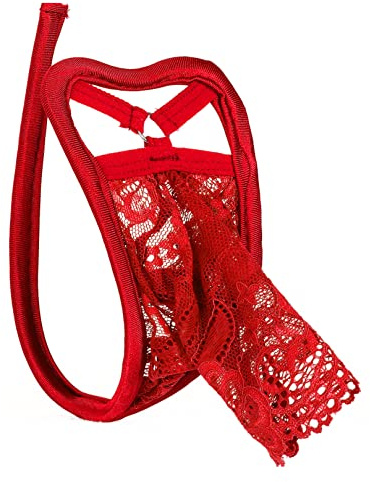 ranrann C-string herr sexiga heta ringar mini string öppen tanga trosor bikini stringtrosor underkläder underkläder, Typ C röd, One size