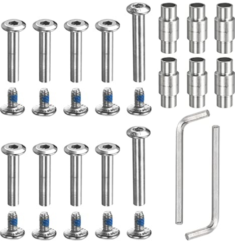 PATIKIL Inline Skate ASSE Vite Sostituzione, 1 Set Rullo Ruota Riparazione Kit Accessori con Manica Lunga Spaziatore Albero Chiave, Argento