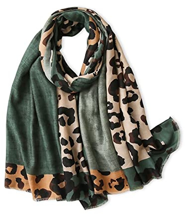 LumiSyne Foulard Imprimé Léopard Pour Femme Imprimé Animal Mode Echarpe En Coton Lin Avec Gland Longue Grand Écharpe Légère Chaude Châle Étole Wraps