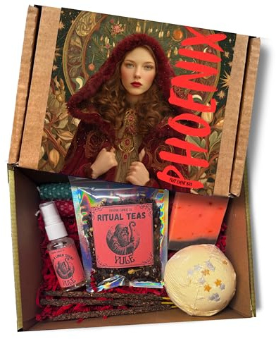 Yule | Ritual Altar Kit | 4 Kerzen | 4 Seifen | A4 Yule Guide | Rad des Jahres | geruchlos | handgerollt | Brenndauer 160 Minuten (ohne Öl, kein Buch)