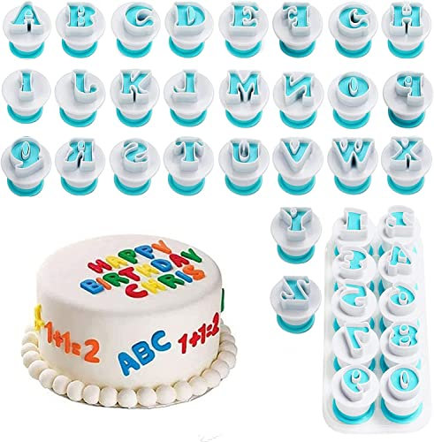 Moldes para Cortar Galletas, 36 piezas cortador de galletas del alfabeto cortado,Moldes Cortadores de Galletas con Letras del Alfabeto, Decoración de Tartas Fondant Galletas