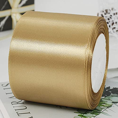 Satinband Gold 25m lang x 100mm breit Dekoration Geschenkband,Schleifenband Dekoband Stoffband für Hochzeit