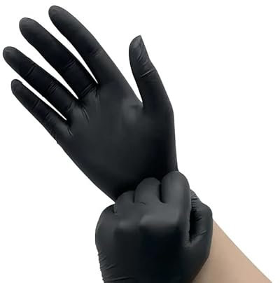 VICTORY & BEYOND Black Vinyl Disposable Gloves (XL)|Latex-Free, Powder Free | Extra Strong Vinyl Gloves for Household, Food Handling, Lab Work and More|, 100 Counts/Box (Black)