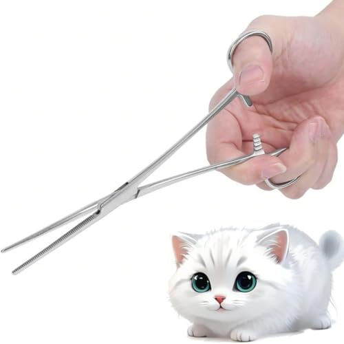 VIFERR Hämostat-Zange, Edelstahl Haar Zupfzange mit gerader Spitze, Hunde Katzen Haustier-Haar-Klemmzange Chirurgische Hämostatische Heimtierbedarf