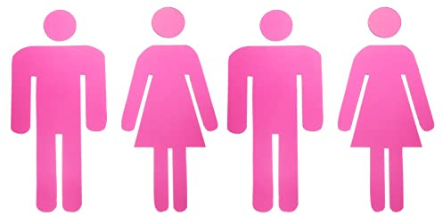 PATIKIL 2 Pares Adhesivos Señales Baño, WC Cartel Señal Hombre y Mujer Acrílico Placa de Puerta Aseo Fácil de Aplicar para Cafetería Restaurante Hotel,84mm Ancho, Rosa