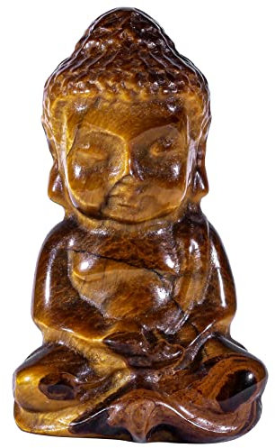Rockcloud Taschenstein Baby Buddha Statue für Home Dekoration Zen Garten Spirituelle Feng Shui Figur Tigerauge Stein
