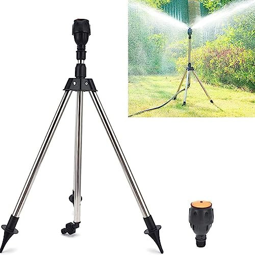 Aocase Regner Stativ, Rasensprenger, Sprinkler mit 360-Grad-Drehung, Teleskopstativsprinkl für Große Flächen, Automatisches Bewässerungssystem für Hof, Garten, Rasen, Haushalt,2 stücke