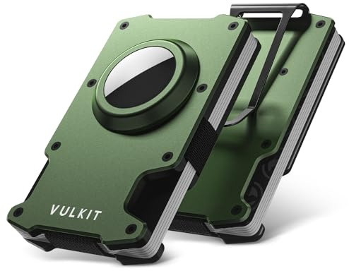 VULKIT Kreditkartenetui mit Geldklammer, schlankes Aluminium-Metall-Geldbörse mit Airtag-Halter, RFID-blockierendes Kartenetui, Geldbörse für Herren