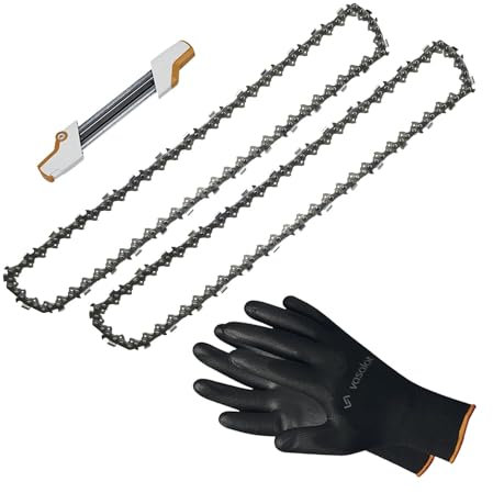 Kettensäge Zubehör - 2x Sägekette 40cm Rapid Super Pro Ersatzkette + 2in1 Feilenhalter mit Feile 4,8mm