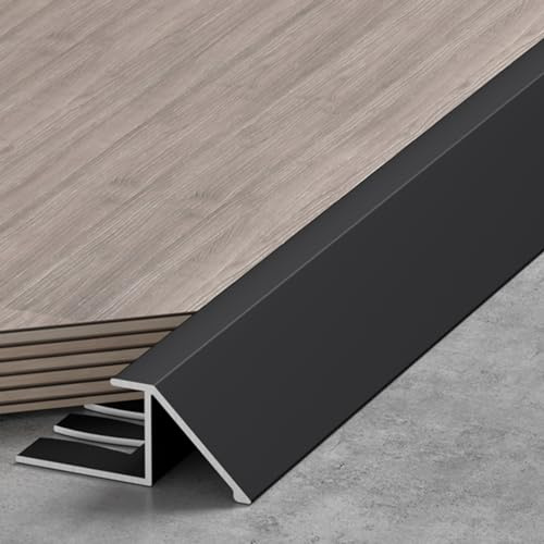 TREGOO Transition Strip Wood Flooring Transition Ramp Reducer, Indoor Metal Threshold Cover for Uneven Floors/Tiles/Carpet, Laminate Underlay Edge Trimming Bar (Color : Black, Size : 10mm-12mm)