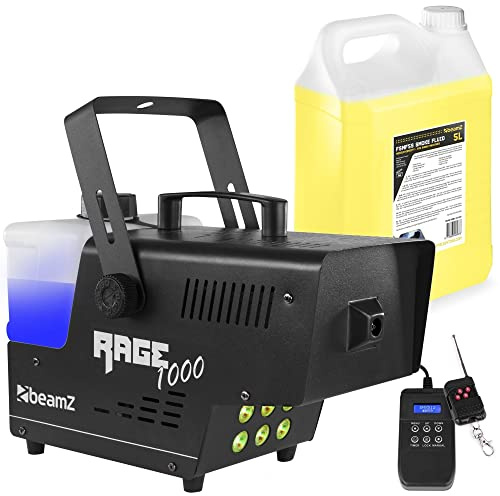 BeamZ RAGE1000LED Machine à Fumée avec 5 Litres de Liquide - Idéal pour Animer vos Soirées
