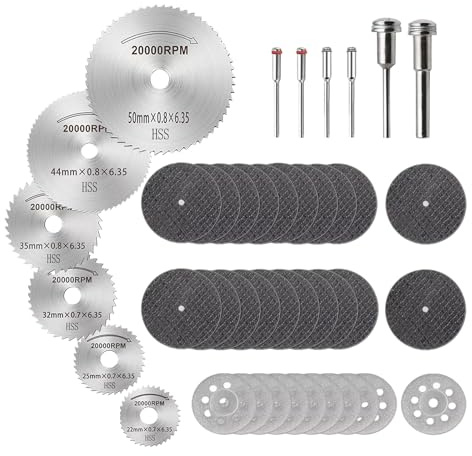 ZFYQ Dischi Taglio per Utensile Rotante 42 Pezzi, HSS Seghe Circolari Lame, Dischi Diamantati Mini di Tagliante, Mini Dischi da Taglio di Resina per Legno Plastica Metallo Morbido Taglio