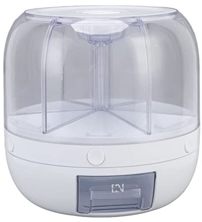 6Grid Food Dispenser, Rotating Food Bucket Transparent Rice Storage Container Rotatable Dry Food Fruit Cereal Storage Box (5kg)
