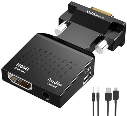 CMYDKOL VGA to HDMI Adapter, VGA to HDMI Converter (Male to Female) with Audio Support 1080P Resolution for Computer, Desktop, Laptop, PC, PS3/4, Monitor, Projector, HDTV