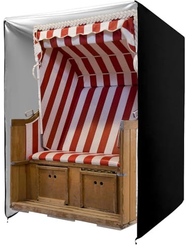 QWORK® Copertura per Poltrona da Spiaggia, 420D Oxford Tessuto Copertura per Sedia a Sdraio 135x105x175/140 cm, Copertura per Poltrona da Spiaggia con Rivestimento in PVC, Resistente ai Raggi UV