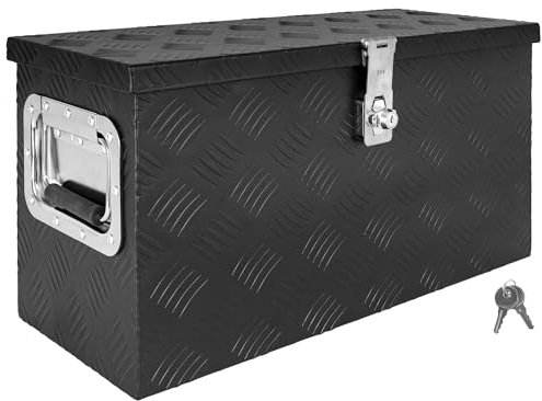 Trucky Truckbox aus Aluminium, in Schwarz, Abschließbar, Robustes Riffelblech, Für Werkstatt, Auto, Hobby, Ausführung:Modell 4 (59 x 24 x 30 cm / D040)