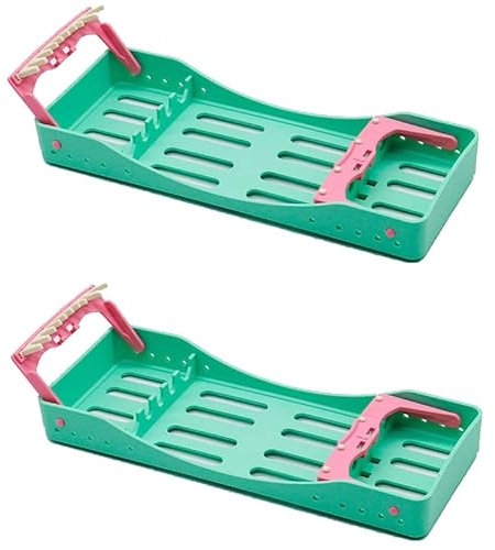 2 Pièces Boîte De Stérilisation Dentaire étui De Placement D'instrument De Spatules De Remplissage En Résine Composite Support De Plateau De Désinfection Outils De Dentisterie(Size:S,Color:Vert)