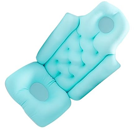 Yardenfun Bath Cushion Bathtub Pillow Large Blue Anti-slip Mesh Pad Folding Seat Support for Elderly and Pregnant Women Spa Bath Neck and Back Comfort