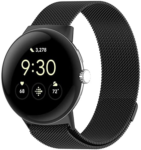 ZoRoll Armband für Google Pixel Watch 4 41mm/3 41MM/2/1, Edelstahl | Ersatzarmband Mesh Metall Uhrenarmband, Magnetisch Verstellbarer Ersatzband für Pixel Watch 2 - Schwarz