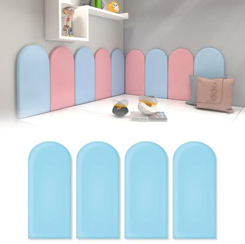 3D Wandpaneele Wandverkleidung Selbstklebend, PU Wasserdicht Wandpolster Kinderzimmer, Wandpaneele Gepolstert, Wandkissen Zum Aufhängen für Kopfteil Bett Ndkissen Kinderzimm (Blau)