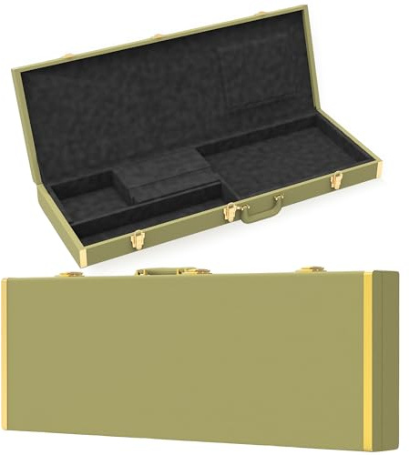 Electric Guitar Hard Case Shell Case With Lock For Square Electric Guitar 39in Electric Guitars Hard-Shell Protective Carrying Case for KST/KTL/170 Model with Security Lock Metal Feet (Avocado Green)