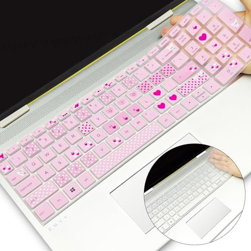 YongMai 2Pcs Silicone Keyboard Cover Skins for 15.6 HP Pavilion Laptops, 15-CD040WM 15-CD051NR 15-CD072NR 15-CD075NR 15-DA0014DX 15-DA0012DX 15-DB0011DX 15-CH011DX 17M-AE (Love Bear+Clear)