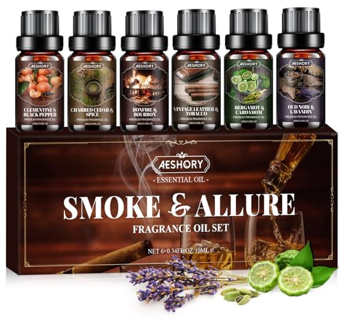 AESHORY Ätherische Öle Set Männer 6x10ml, Naturrein Aroma Diffuser Öl, Duftöle Essential Oils für Luftbefeuchter Kerzenherstellung Parfüm