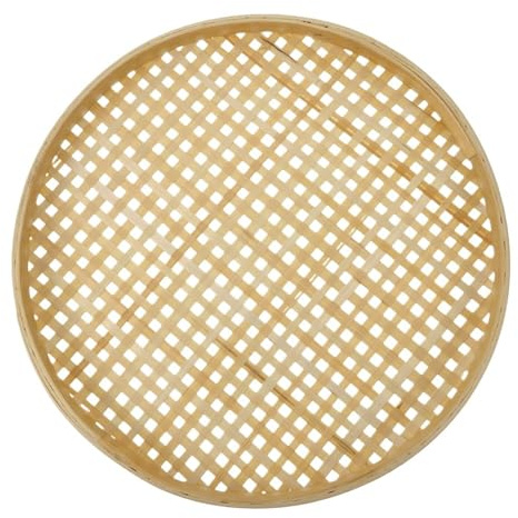 Cestino vassoio in bambù per frutta, decorazione cinese, cestini in vimini, rotondo, per cibo, pane, vassoio da portata rotondo (26 cm)