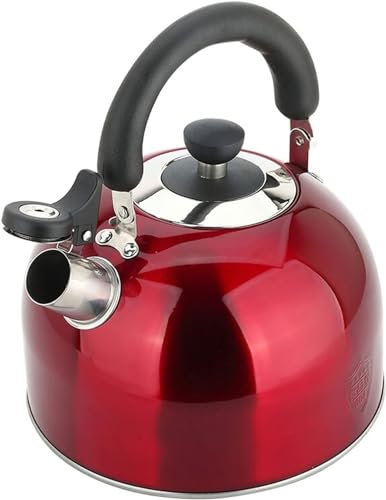 OZBMA Bouilloire sifflante en Acier Inoxydable Rouge, 3 L, Compatible avec Toutes Les cuisinières. Rouge