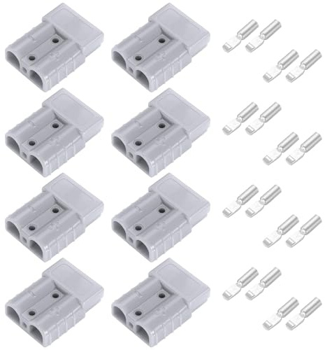 8Pcs 50A Battery Connectors Plug Kit – 600V Quick Power Plug Connectors for Anderson,Quick Disconnect Connector with 16 Silver-Plated Terminals for 12v Systems Electric Forklifts/Vehicle