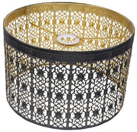 HOMSFOU Europäischer Stil Eisenlampenschirm Dekoratives Lampen Design Romantische für Tischlampen Geeignet für Wohn und Schlafzimmerdekoration Schwarz Gold Öffnung
