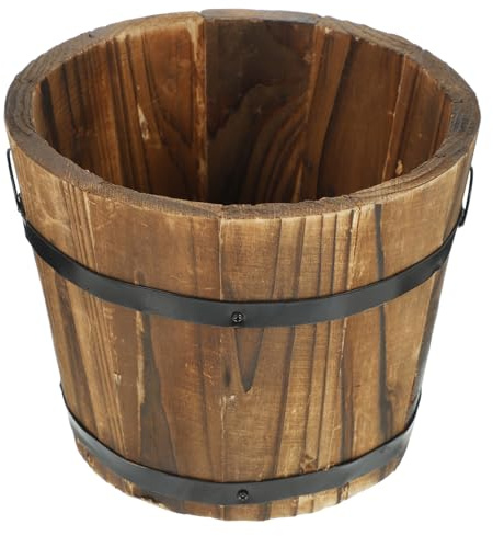 BAZEITFLOW Pot De Fleurs Bois Carbonisé avec Poignées Contenant Décoratif pour Plantes Jardinière Vintage pour Intérieur Et Extérieur