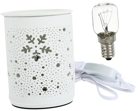 FIXOSHEE Lámpara Eléctrica para Fragancia Aromática con Quemador de Cera Diseño Cerámico con Luz Nocturna para Hogar SPA y Dormitorio Enchufe Europeo