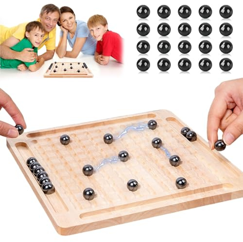 LIULINY Magnetic Schachspiel mit Holzbrett, Magnetic Chess mit 20 Steinen | Magnetisches Schachspiel, Tisch Magnetspiel, Tragbares Schachbrett Party Für Familientreffen