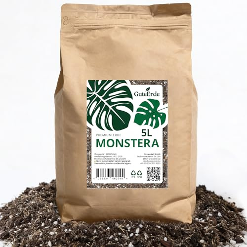 GuteErde Monstera Erde für Zimmerpflanzen und Garten - 5L Monstera Substrat für Pflanzen, Palmen, Blumen