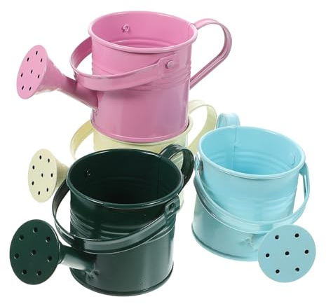 Toyvian Mini annaffiatoio in metallo, 5 pezzi, semplice e portatile, in ferro, piccolo metallo per piante domestiche e da giardino, oggetti di scena, colore casuale
