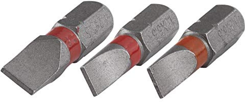 wolfcraft Bit-Set Solid, Schlitz, 3-tlg., S2-Stahl für verschiedene Schraubengrößen – Präzisions-Bits mit rotem Farbring zur einfachen Identifikation- 1338000