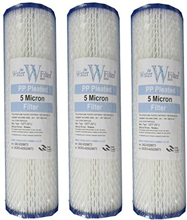 10 Pleated Washable Reusable Sediment Water Filter Cartridge 5 Micron Fits All 10 Water Filter Housings (3 Pack)