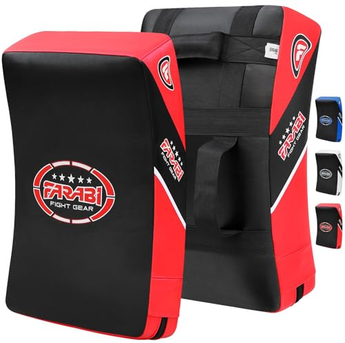 Farabi Sports schlagpolster MMA Muay Thai schlagkissen Kampfsport Hook & Jab Kick pad Training Target pratzen Kickboxen Strike Kick Pads x 1 Einheit (Black Red)